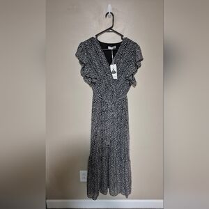 Elegant Black and White Animal Print Dress